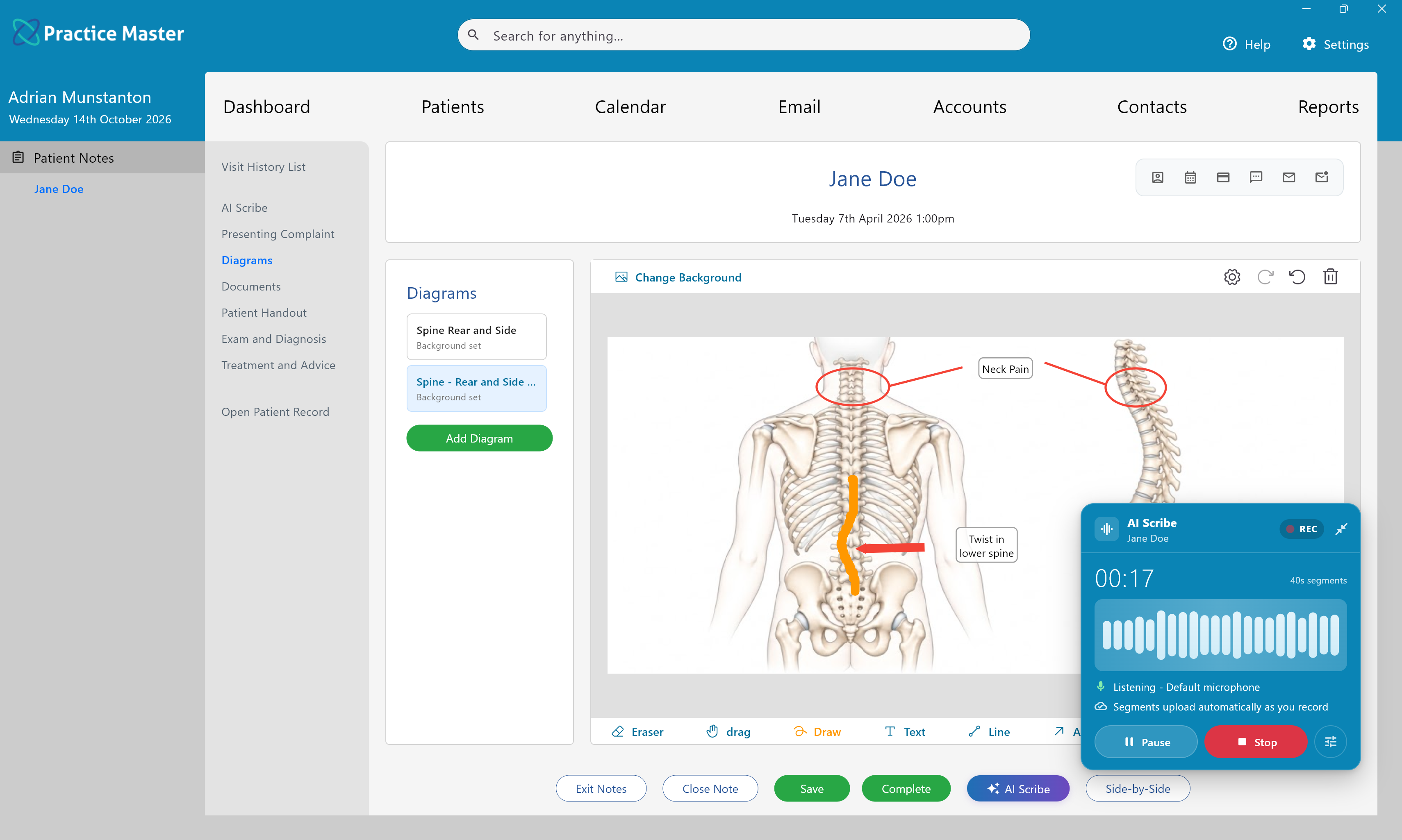 Practice Master Pro clinical patient notes software