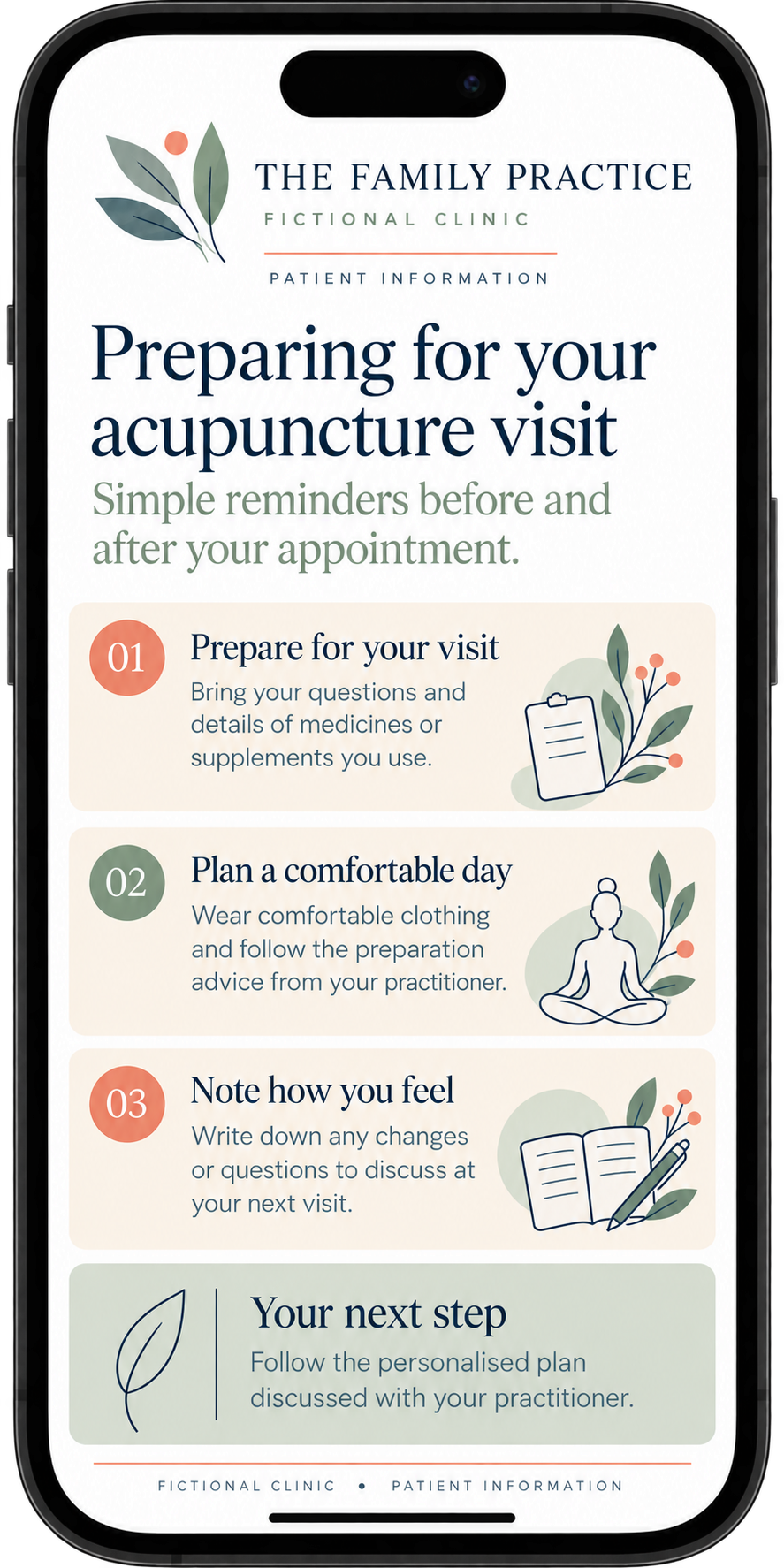 Acupuncture patient information sheet open in Word with the Practice Master add-in