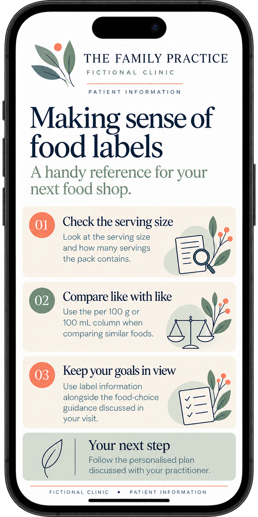 Nutritionist patient information sheet open in Word with the Practice Master add-in
