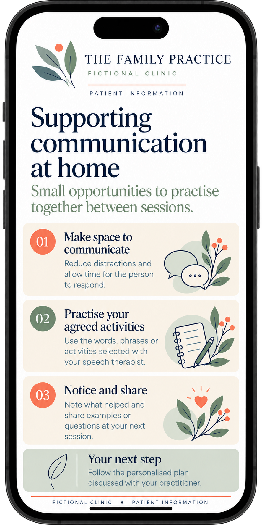 Speech therapy patient information sheet open in Word with the Practice Master add-in