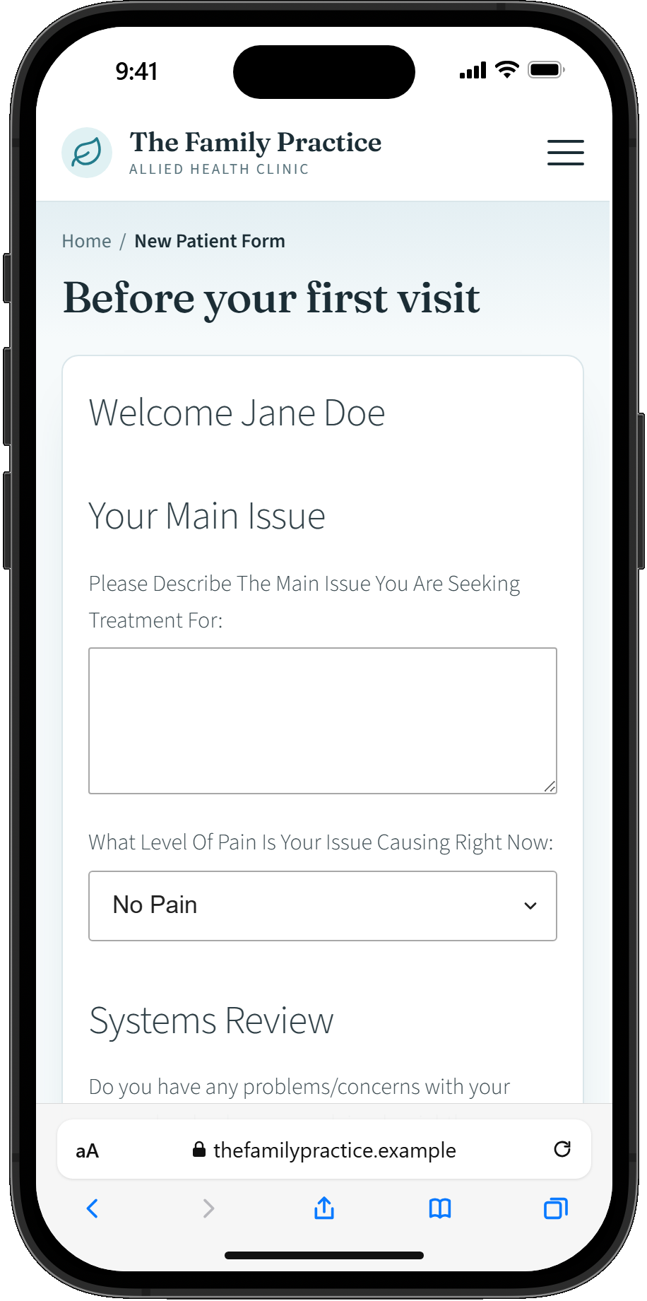 Practice Master Pro online patient intake forms software
