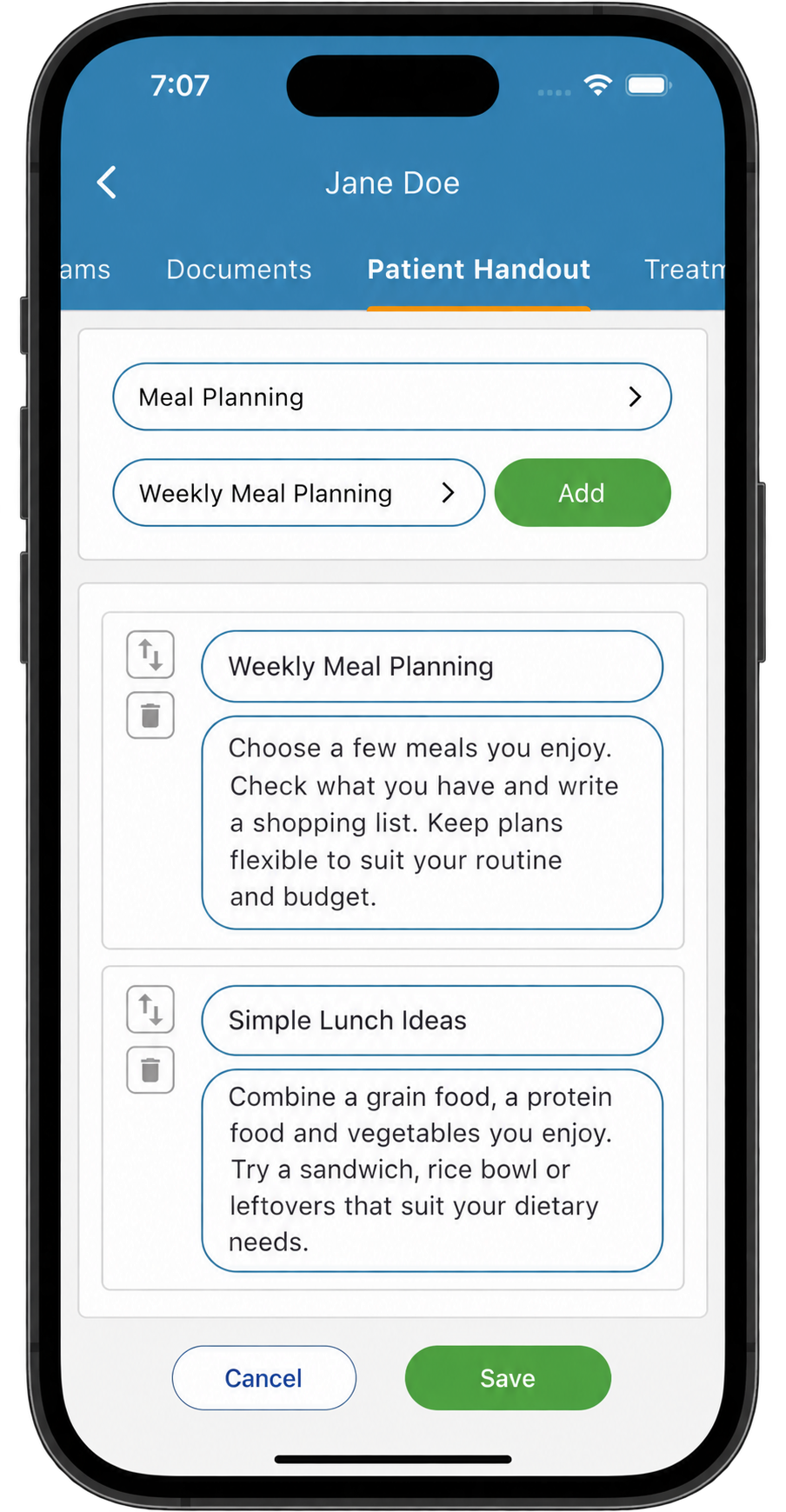 Creating personalised nutrition advice handouts for nutritionist patients